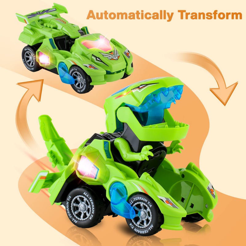 Hirger Transforming Dinosaur Car Toy for Kids, Auto Transformer Monster Truck Toys with Light & Sound for Toddler 1 2 3 4 5 Year Old, Birthday Gifts for Boy, Christmas Stocking Stuffers - Image 3